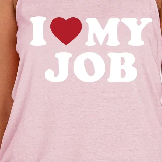 I Love My Job Design Gift Women's Knotted Racerback Tank