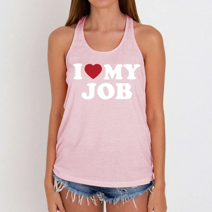 I Love My Job Design Gift Women's Knotted Racerback Tank