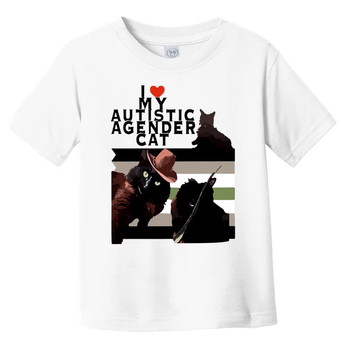 I Love My Autistic Agender Cat Black Cat Toddler T-Shirt