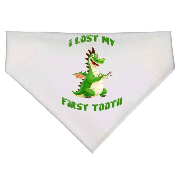 I Lost My 1St Tooth Funny Dragon Tooth Fairy Gift USA-Made Doggie Bandana