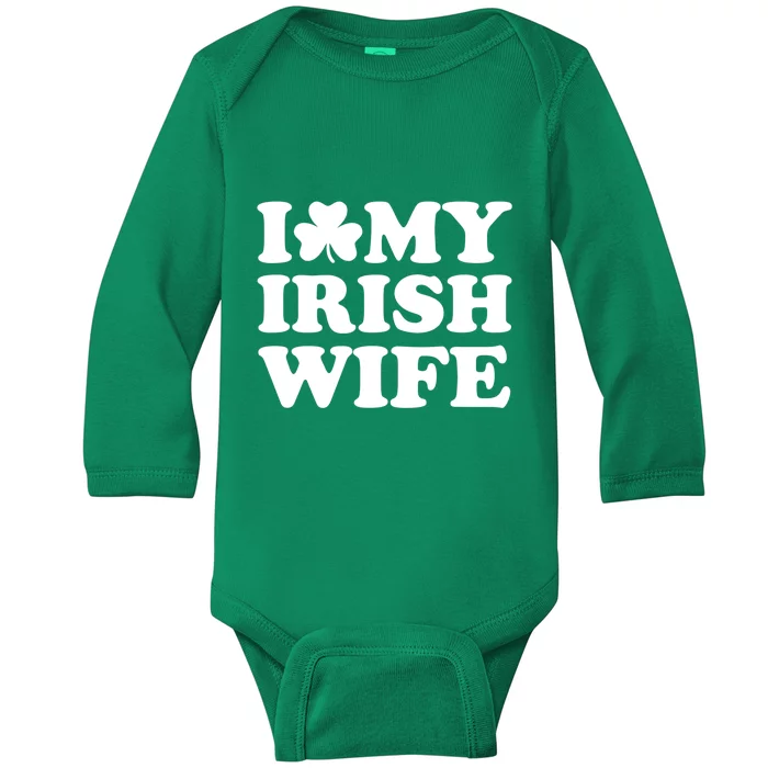 I Love My Irish Wife Shirt Novelty St Patricks Day Baby Long Sleeve Bodysuit