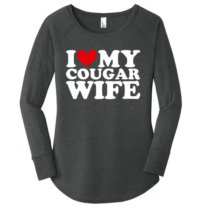 I Love My Cougar Wife I Heart My Cougar Wife Funny Couple Women's Perfect Tri Tunic Long Sleeve Shirt