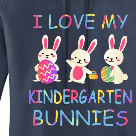 I Love My Kindergarten Bunnies Teacher Easter Bunny Teachers Great Gift Women's Pullover Hoodie