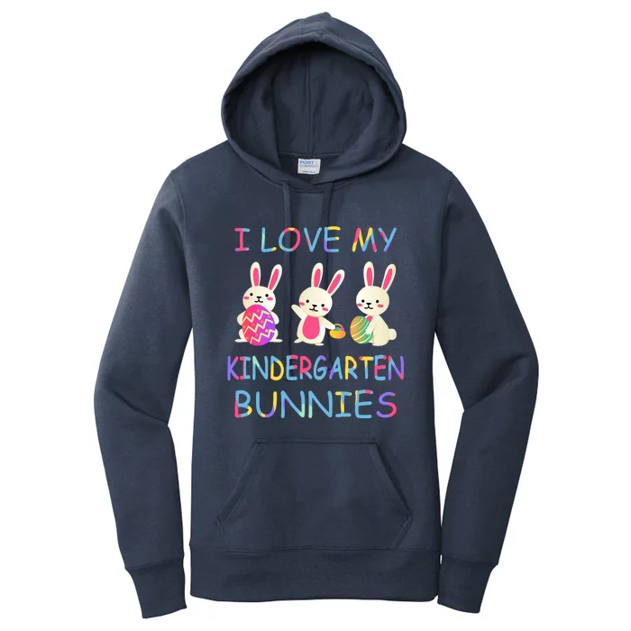 I Love My Kindergarten Bunnies Teacher Easter Bunny Teachers Great Gift Women's Pullover Hoodie