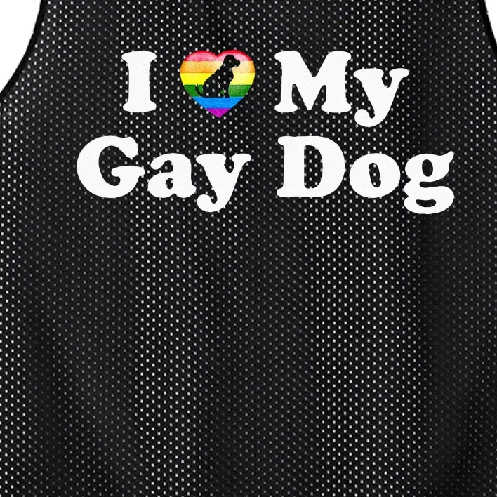 I Love My Gay Dog Heart Funny LGBT Pet Pride Proud Parent Mesh Reversible Basketball Jersey Tank