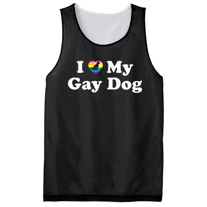 I Love My Gay Dog Heart Funny LGBT Pet Pride Proud Parent Mesh Reversible Basketball Jersey Tank