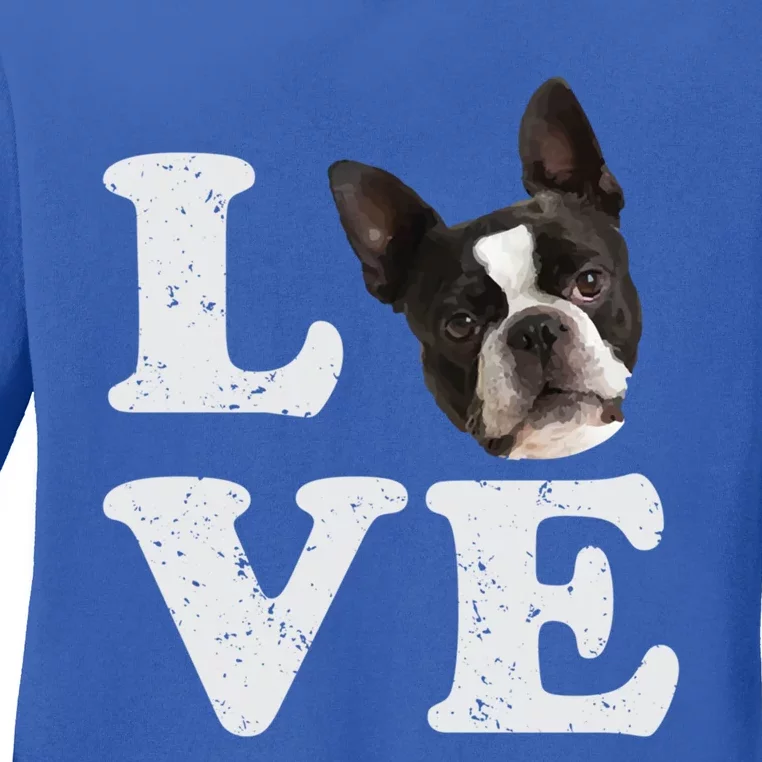 I Love My Boston Terrier Gift Dog Lovers Gift Ladies Long Sleeve Shirt