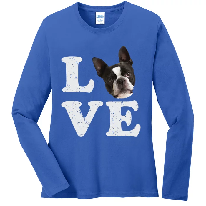 I Love My Boston Terrier Gift Dog Lovers Gift Ladies Long Sleeve Shirt