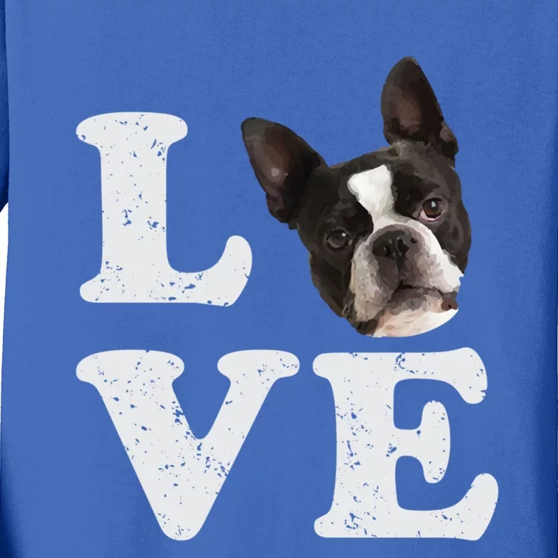 I Love My Boston Terrier Gift Dog Lovers Gift Kids Long Sleeve Shirt