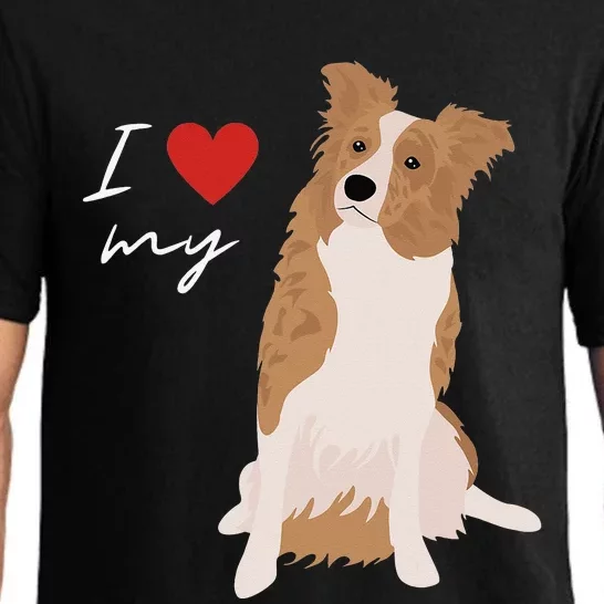 I Love My White & Red Merle Border Collie Dog Lover Pajama Set