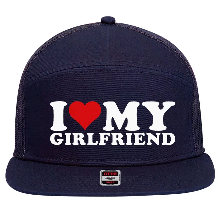 I Love My Girlfriend Gf I Heart My Girlfriend Gf 7 Panel Mesh Trucker Snapback Hat