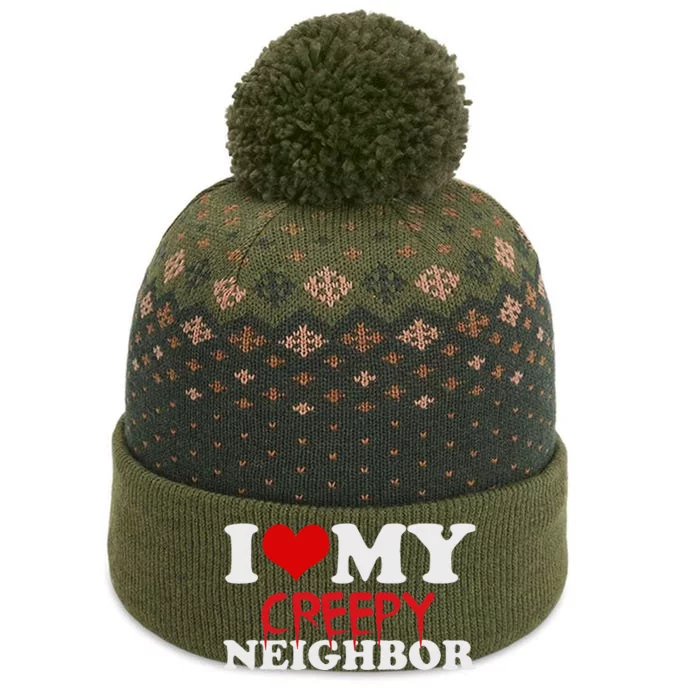 I Love My Creepy Neighbor I Heart Creepy Neighbor Halloween The Baniff Cuffed Pom Beanie