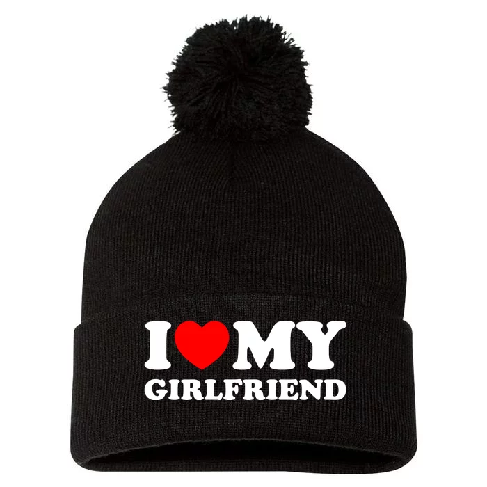 I Love My GF Girlfriend Pom Pom 12in Knit Beanie