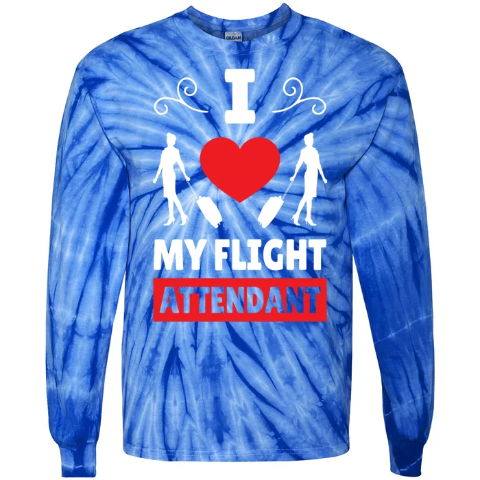 I Love My Flight Attendant Stewardess Crew Pilot Colleague Gift Tie-Dye Long Sleeve Shirt