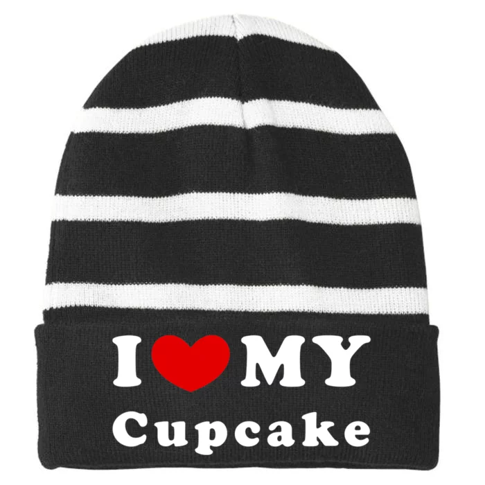 I Love My Cupcake I Heart My Cupcake Striped Beanie with Solid Band