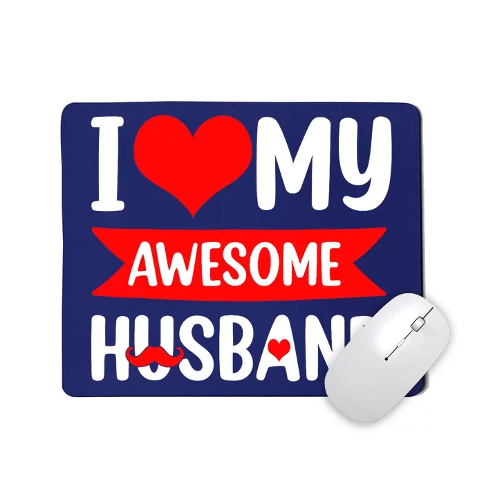 I Love My Husband Red Heart Valentines Day Matching Couple Mousepad