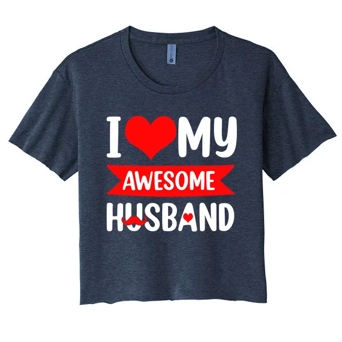 I Love My Husband Red Heart Valentines Day Matching Couple Women's Crop Top Tee