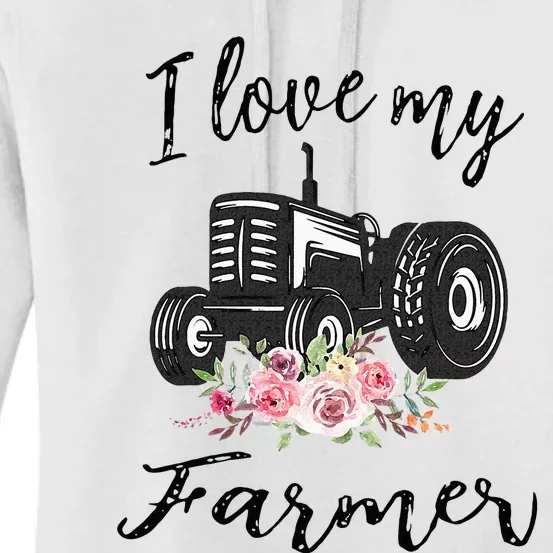 I Love My Farmer Funny Farmer Wife Women Tractor Women's Pullover Hoodie