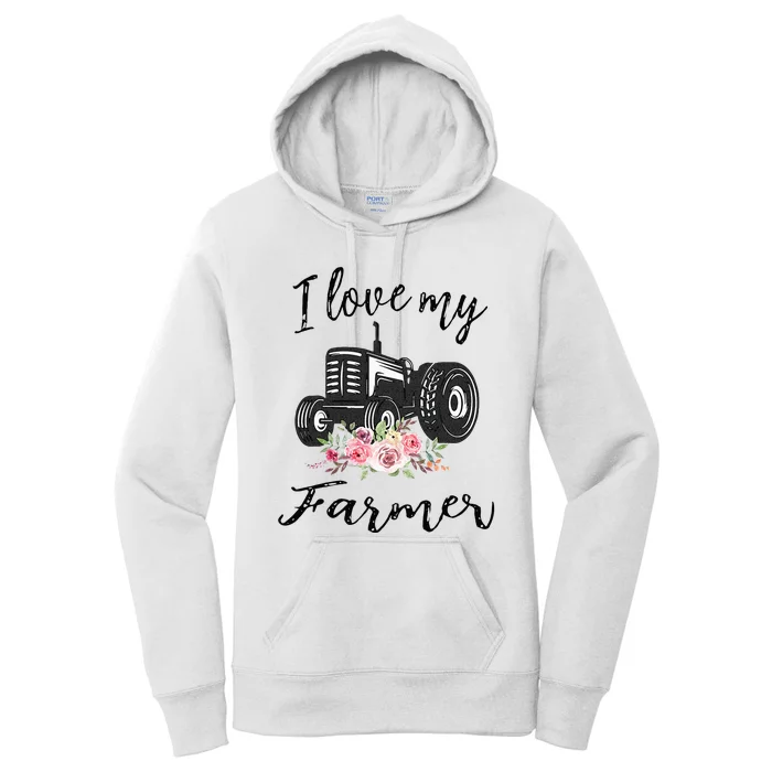 I Love My Farmer Funny Farmer Wife Women Tractor Women's Pullover Hoodie