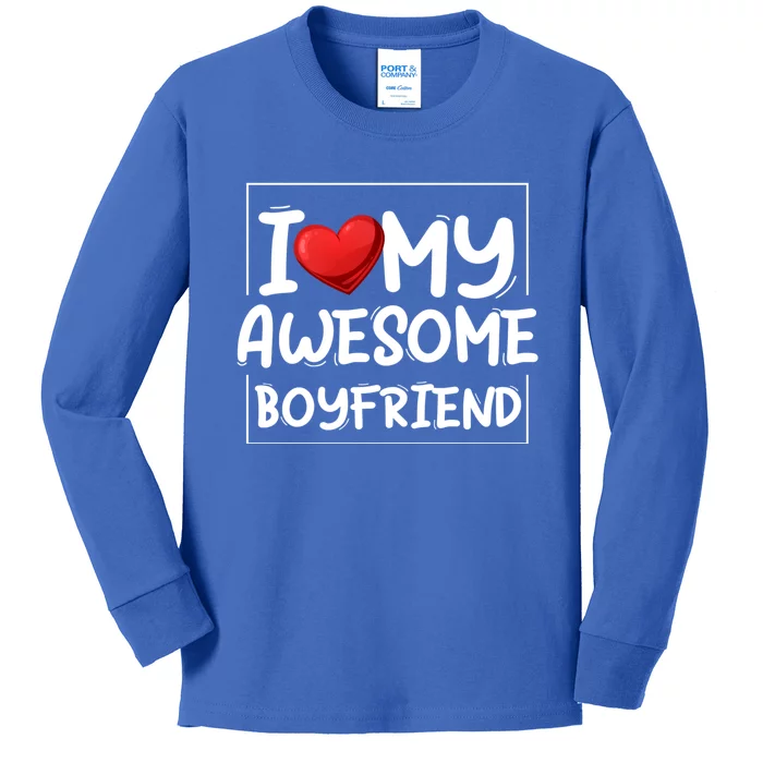 I Love My Awesome Friend Valentines Day Matching Couple Cool Gift Kids Long Sleeve Shirt