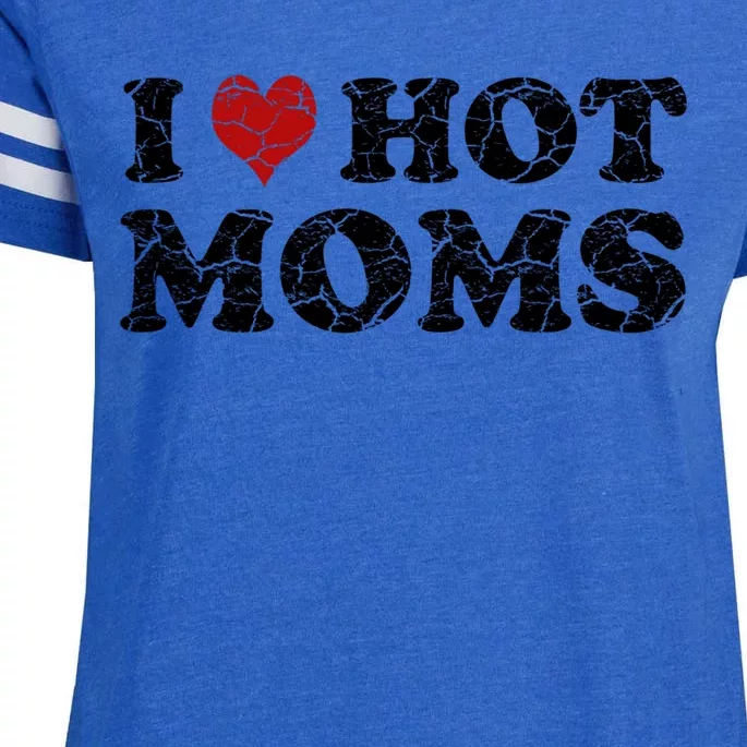 I Love Moms Funny Red Heart Love Moms I Love My Mama Cute Gift Enza Ladies Jersey Football T-Shirt