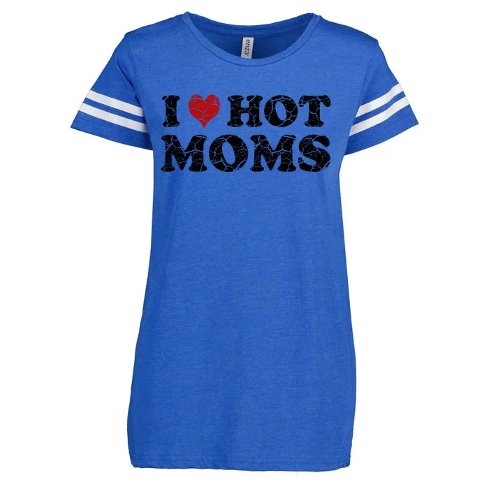 I Love Moms Funny Red Heart Love Moms I Love My Mama Cute Gift Enza Ladies Jersey Football T-Shirt