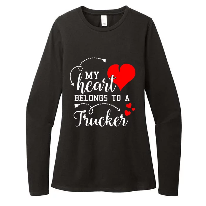 I Love My Trucker Husband Wife Gifts Valentines Day Womens CVC Long Sleeve Shirt