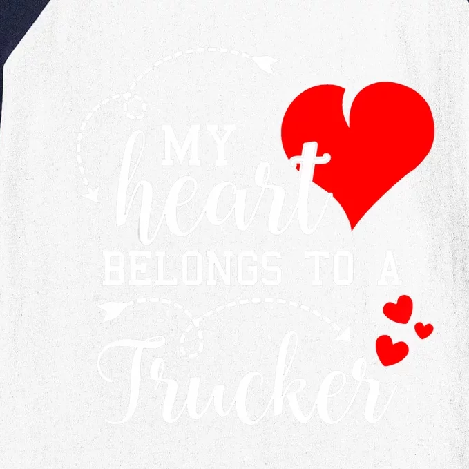 I Love My Trucker Husband Wife Gifts Valentines Day Baseball Sleeve Shirt