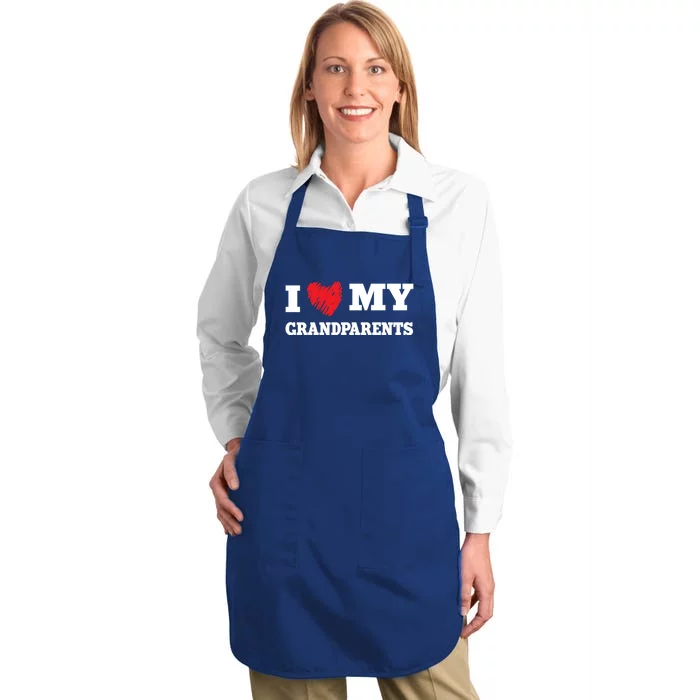 I Love My Grandparents Favorite Family Member Valentines Gift Full-Length Apron With Pocket