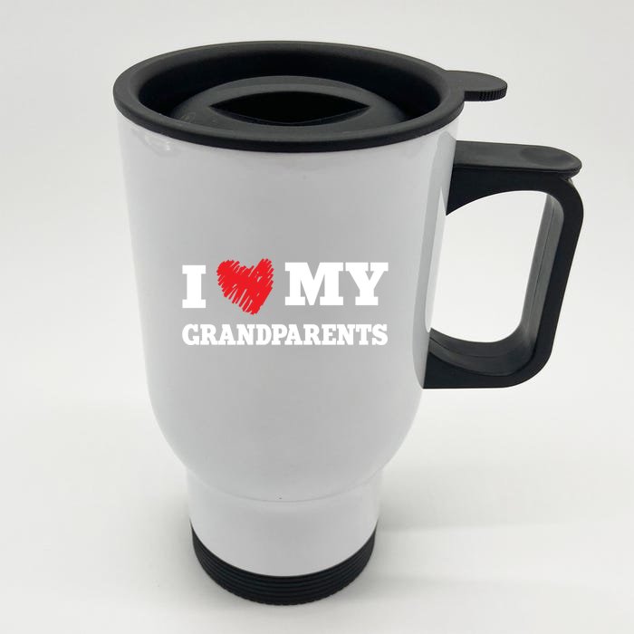 I Love My Grandparents Favorite Family Member Valentines Gift Front & Back Stainless Steel Travel Mug