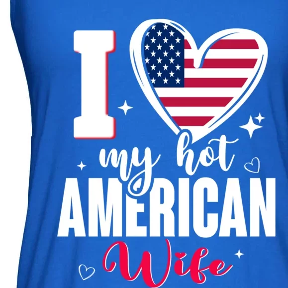 I Love My Hot American Wife Cute Usa Flag Heart Cool Gift Ladies Essential Flowy Tank