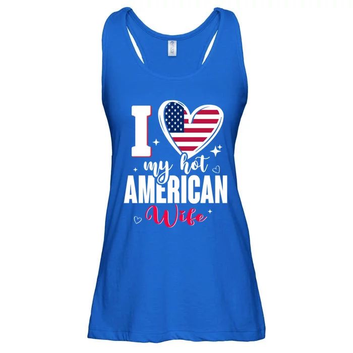 I Love My Hot American Wife Cute Usa Flag Heart Cool Gift Ladies Essential Flowy Tank