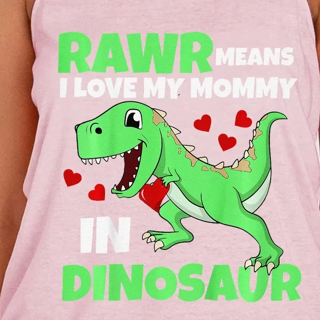 I Love My Mommy Rawr Dinosaur Mom Mothers Day Women's Knotted Racerback Tank