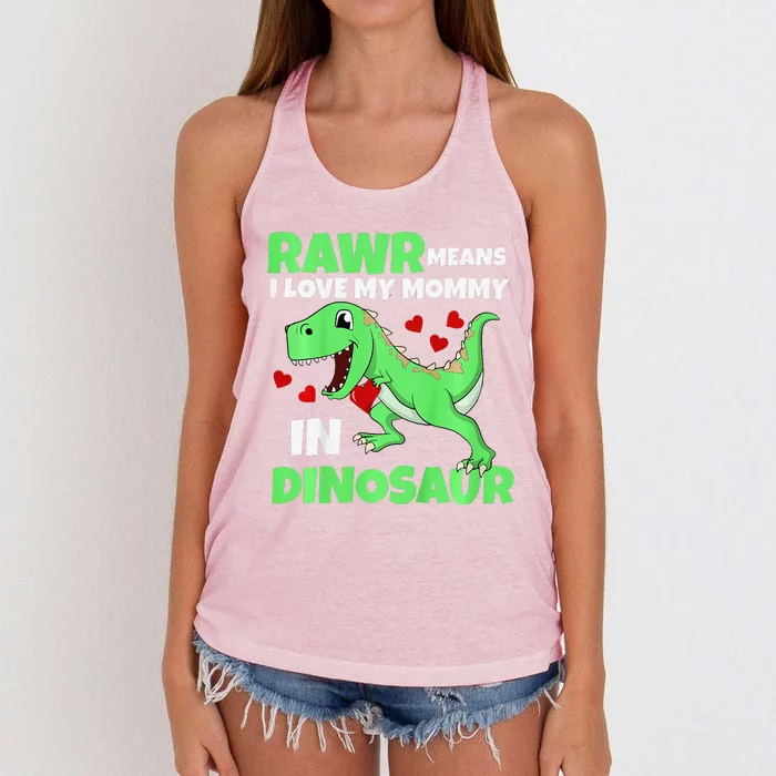 I Love My Mommy Rawr Dinosaur Mom Mothers Day Women's Knotted Racerback Tank