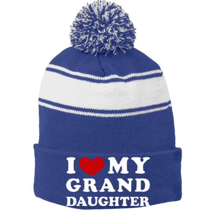 I Love My Granddaughter Stripe Pom Pom Beanie