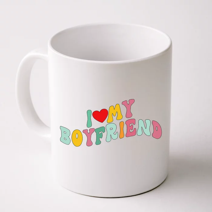 I Love My Boyfriend Groovy I Red Heart My Boyfriend BF Front & Back Coffee Mug