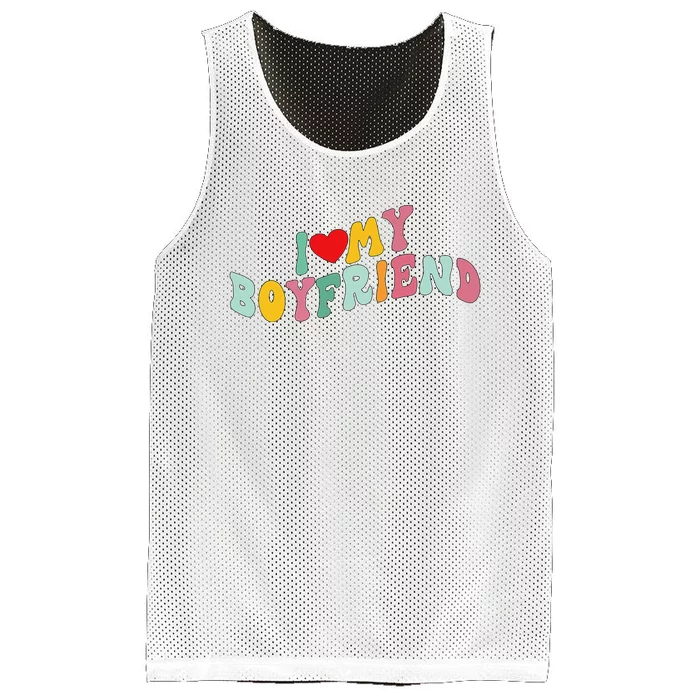 I Love My Boyfriend Groovy I Red Heart My Boyfriend BF Mesh Reversible Basketball Jersey Tank