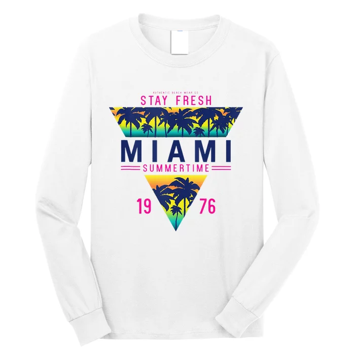 I Love Miami Florida Cool Miami Beach Illustration Graphic Long Sleeve Shirt