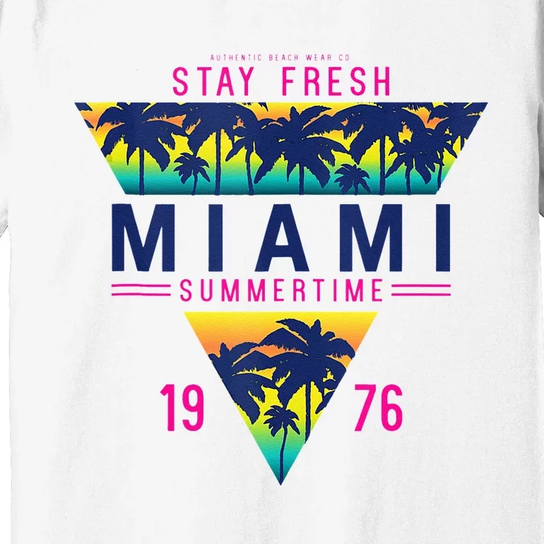 I Love Miami Florida Cool Miami Beach Illustration Graphic Premium T-Shirt