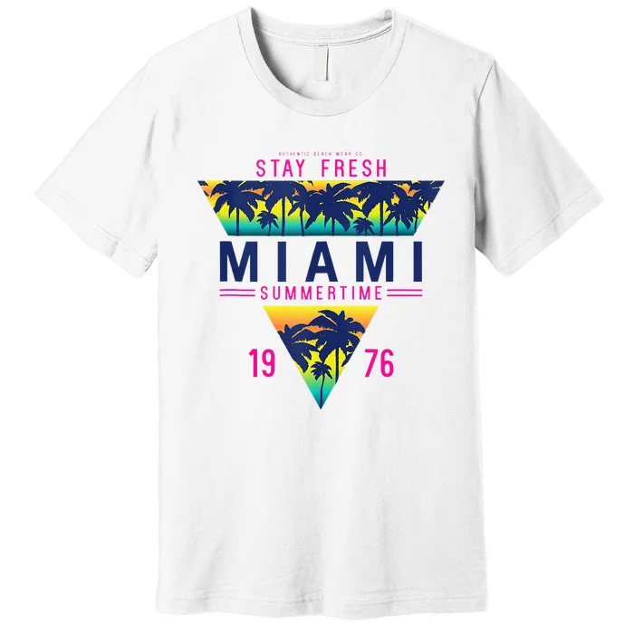 I Love Miami Florida Cool Miami Beach Illustration Graphic Premium T-Shirt