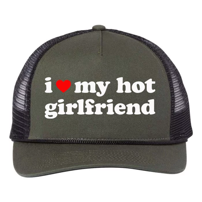 I Love My Hot Girlfriend So Please Stay Away From Me Retro Rope Trucker Hat Cap