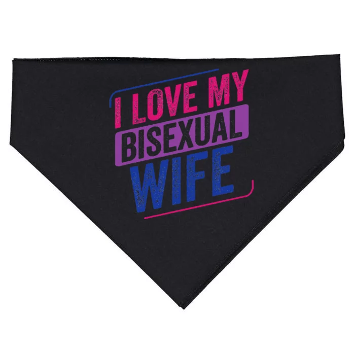 I Love My Bisexual Wife Bi Pride Bisexual Flag USA-Made Doggie Bandana