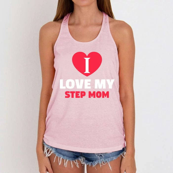 I Love My Loving Step Mom Family Gift Women's Knotted Racerback Tank