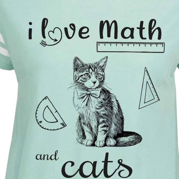 I Love Math And Cats Funny Cat Mathematic Lover Enza Ladies Jersey Football T-Shirt