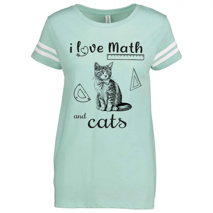 I Love Math And Cats Funny Cat Mathematic Lover Enza Ladies Jersey Football T-Shirt