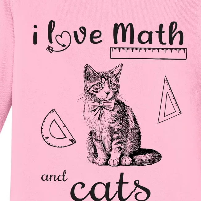 I Love Math And Cats Funny Cat Mathematic Lover Baby Long Sleeve Bodysuit