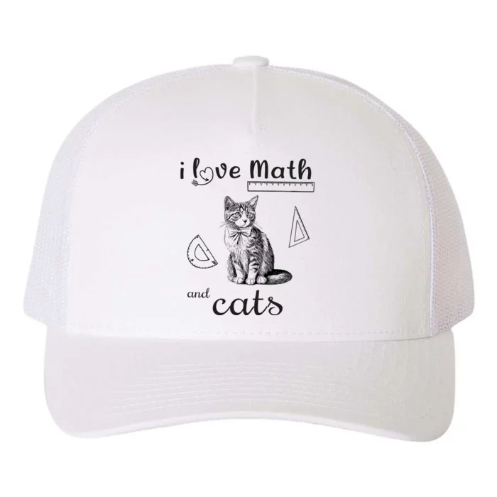 I Love Math And Cats Funny Cat Mathematic Lover Yupoong Adult 5-Panel Trucker Hat