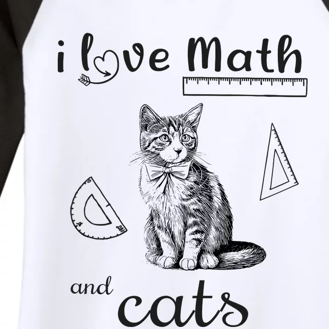 I Love Math And Cats Funny Cat Mathematic Lover Women's Tri-Blend 3/4-Sleeve Raglan Shirt