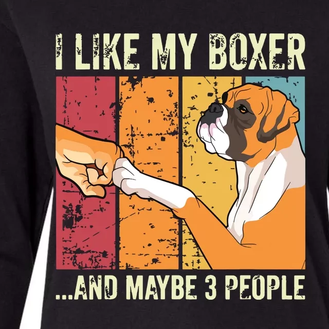 I Like My Boxer Womens Cotton Relaxed Long Sleeve T-Shirt