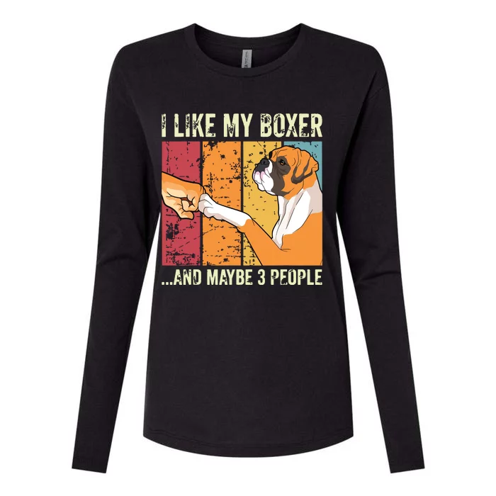 I Like My Boxer Womens Cotton Relaxed Long Sleeve T-Shirt